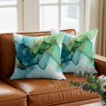 thumbnail image 3 of Abstract Art Marble Texture Throw Pillow Cover Teal Green Gold Gradient Modern Art Cotton Linen Cushion Cover Throw Pillow Case with Invisible Zipper for Couch Sofa Bed Chair Car 18x18 Inch, 3 of 9