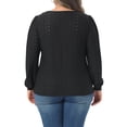 thumbnail image 3 of Agnes Orinda Women's Plus Size Tops Square Neck Hollow Long Sleeve Dressy Casual Eyelet Shirts 4X Black, 3 of 6