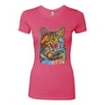 thumbnail image 3 of Dean Russo If Cats Could Talk Cat Lover Womens Slim Fit Junior Tee, Hot Pink, Medium, 3 of 6