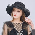 thumbnail image 3 of Yirtree Women Church Cap Wide Brim Summer Sun Hat for Party Wedding, 3 of 8