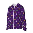 thumbnail image 2 of Kdxio Purple Mardi Gras Print Women Men Sun Protection UPF 50+ Jackets Zip Up Long Sleeve Hoodie Hiking Lightweight with Pockets, 2 of 8