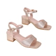thumbnail image 4 of BOOMNY Girl's Sandals Open Toe Low Heels Sandals for Kids Ankle Strap Glitter Sequins Elegant Wedding Princess Shoes, 4 of 4