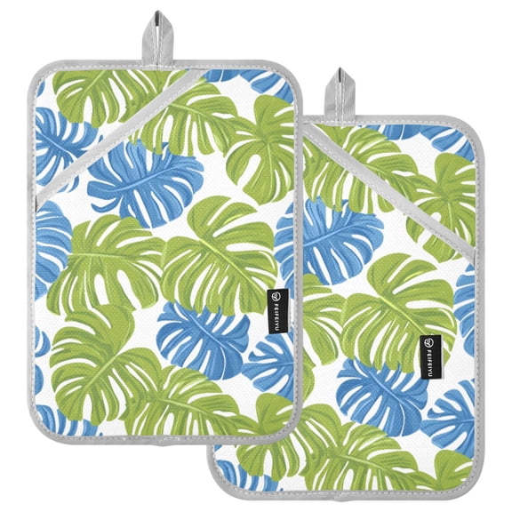 Ryvnso Palm Leaf-e6 Pattern Oven Mitts Heat Resistant Pot Holders Set of 2 Hot Pads