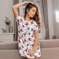 thumbnail image 3 of Vsdgher Chemise de Nuit à Manches Courtes pour Femmes à Motif de Homards Dessin Animé Col Rond Mignonne Robe de Nuit à Volants Confortable, 3 of 6