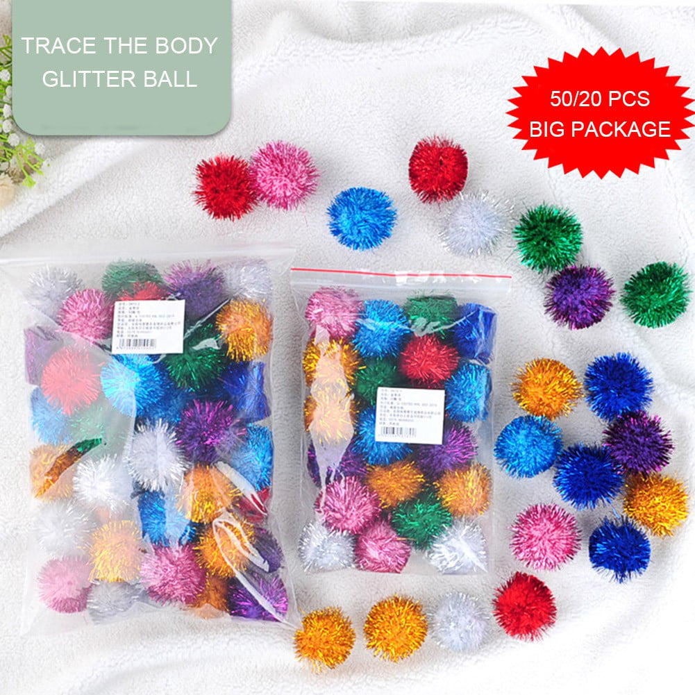 20/50 PCS Sparkle Ball Cat Toy Interactive Pom Pom Cat Toy Balls Kittens, Holiday Party Christmas Decorations-1.38" with Glitter Tinsel - Walmart.com