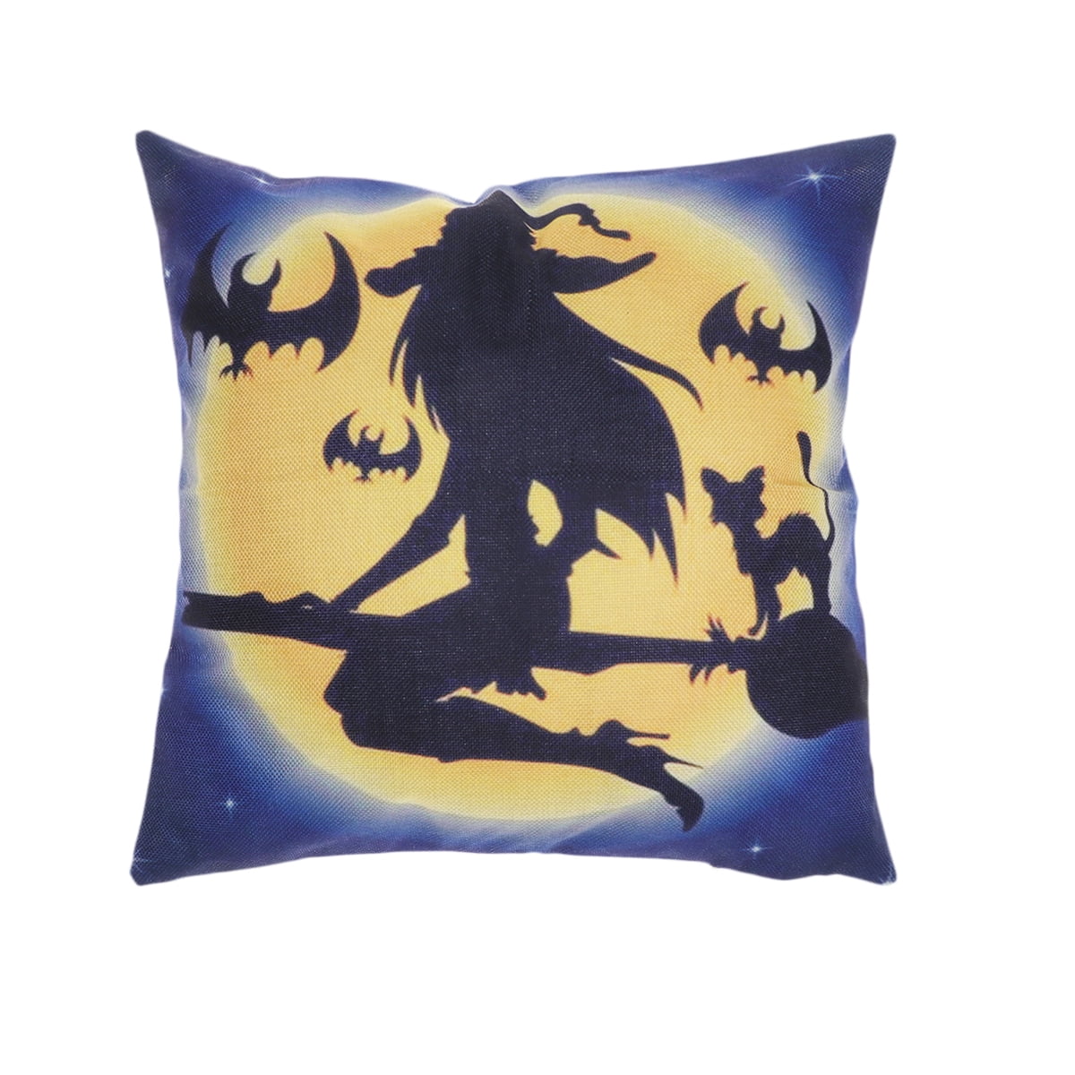 Linen Pillow Cover Halloween Throw Pillow Case Square Witch Pattern