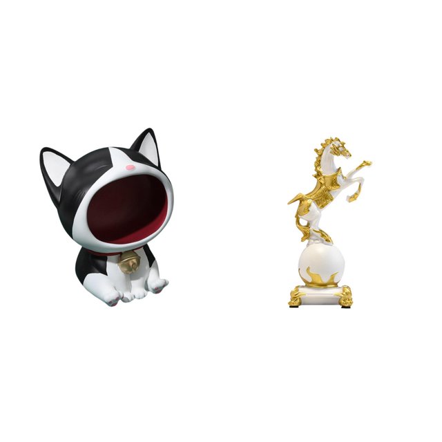 Estatua de gato y caballo, adorno artesanal de colección, figura decorativa para centro de mesa, dormitorio, escritorio, sala de estar, chimenea,
