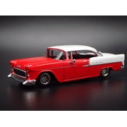 Open Box 1955 55 CHEVY CHEVROLET BEL AIR RED 164 SCALE DIORAMA DIECAST MODEL CAR