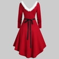 thumbnail image 5 of Womens Christmas Mrs Claus Outfit Santa Midi Dress Xmas Party Dresses Long Sleeve V Collar XXL Red, 5 of 5