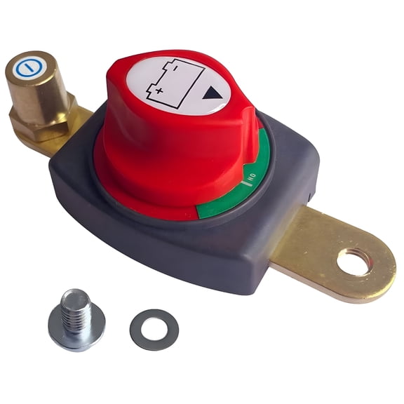 GJX Side Post Battery Disconnect Switch, 12-48 V Battery Power Cut Master Switch Disconnect Isolator with Adapter for Car, Vehicle, RV and Boat (On/Off)