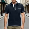 thumbnail image 2 of IWRICH Men's Polo Shirts Short Sleeve T Shirt Lightweight Casual Button up Shirts Summer Collared Tops with Pocket Navy XL, 2 of 7