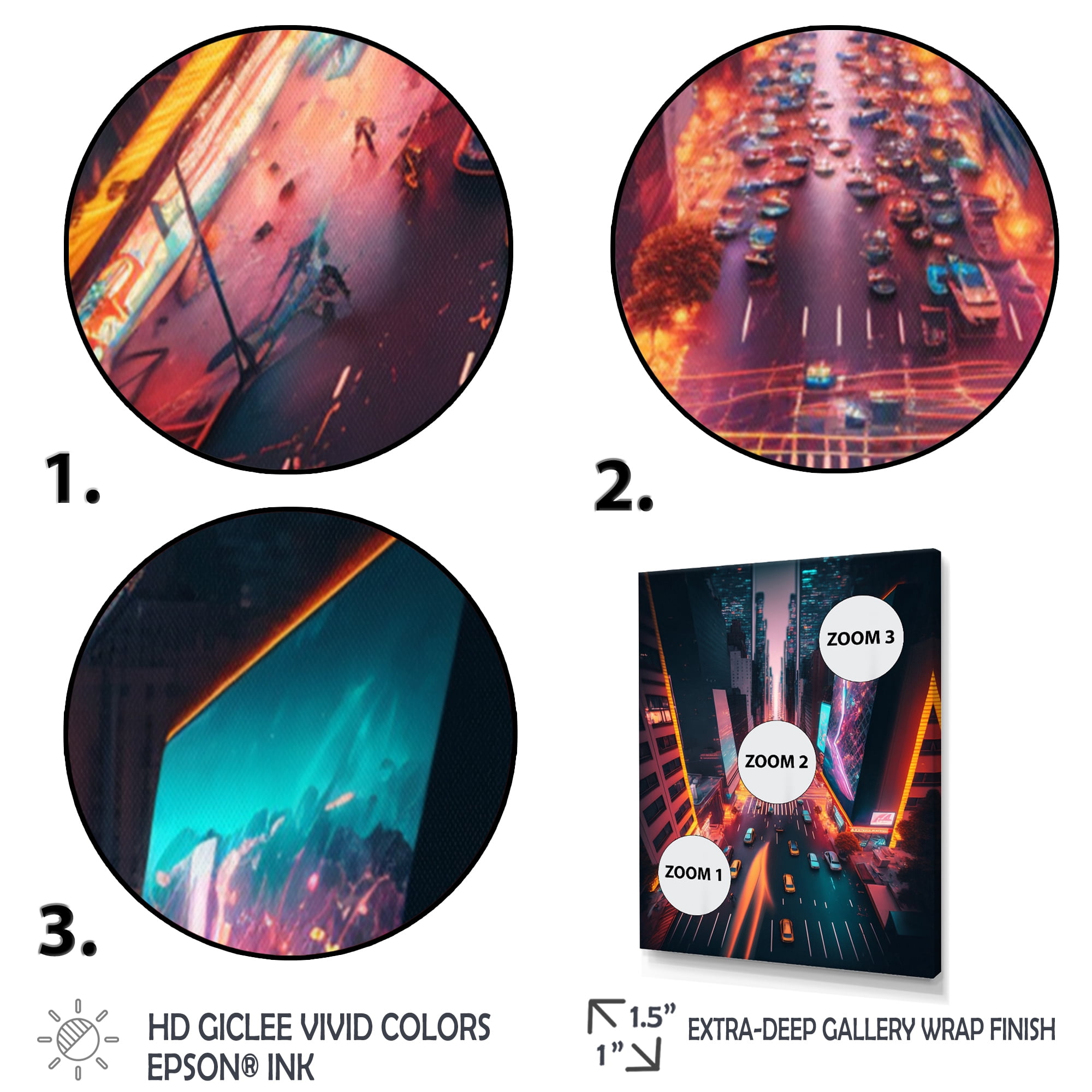 Designart Futuristic New York City Neon IV Canvas Wall Art