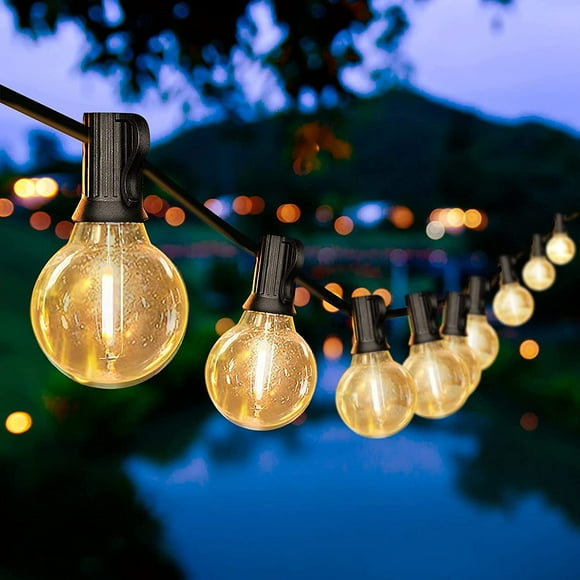 50ft Chaîne Extérieure Lumières G40 Globe Lumières avec 25 Ampoules Vintage Edison, Imperméable à l'Eau Connectable Suspendu pour Jardin Porche Balcon Partie Décor, 15W E12 Base de Prise