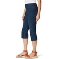 thumbnail image 3 of GLORIA VANDERBILT Womens Navy Zippered Pocketed Vented Hem Capri Jeans 4, 3 of 3