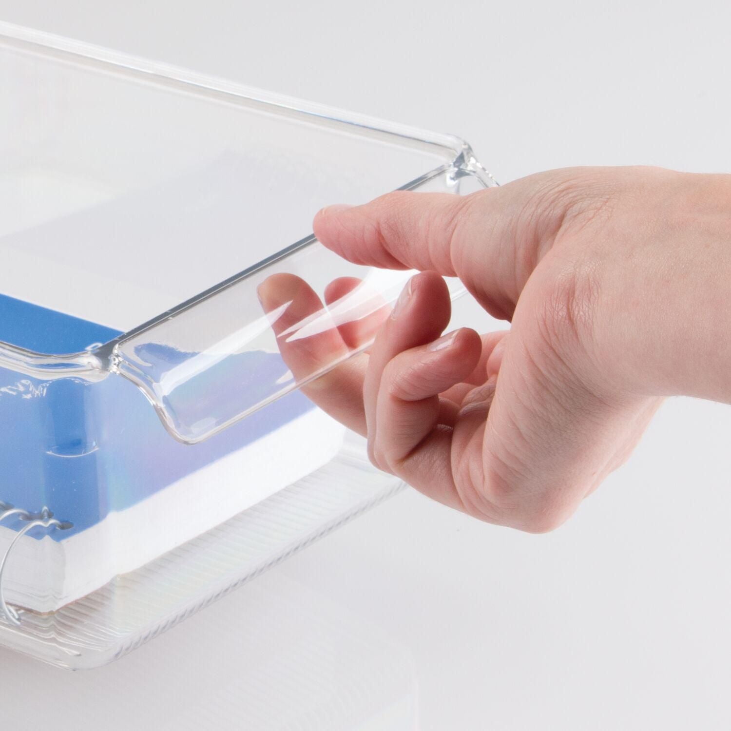 iDesign Linus Clear BPA-Free Plastic Fridge and Freezer Storage Organizer Bin with Handle for Kitchen, Pantry, Office, Bathroom, 11.5" x 6" x 3.5"