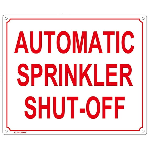 AUTOMATIC SPRINKLER SHUT-OFF SIGN ( ALUMINIUM 10x12 -Rust Free )