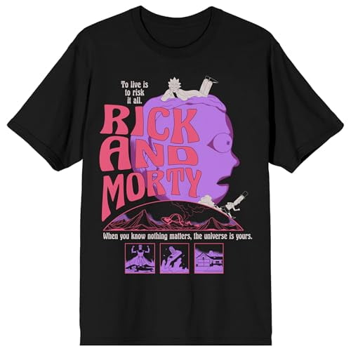 Rick & Morty Trippy Art Crew Neck Short Sleeve Men's Black T-shirt