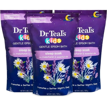 Dr Teal's Kids Epsom Salt Sleep Soak 3-Pack (6lbs Total) with Melatonin