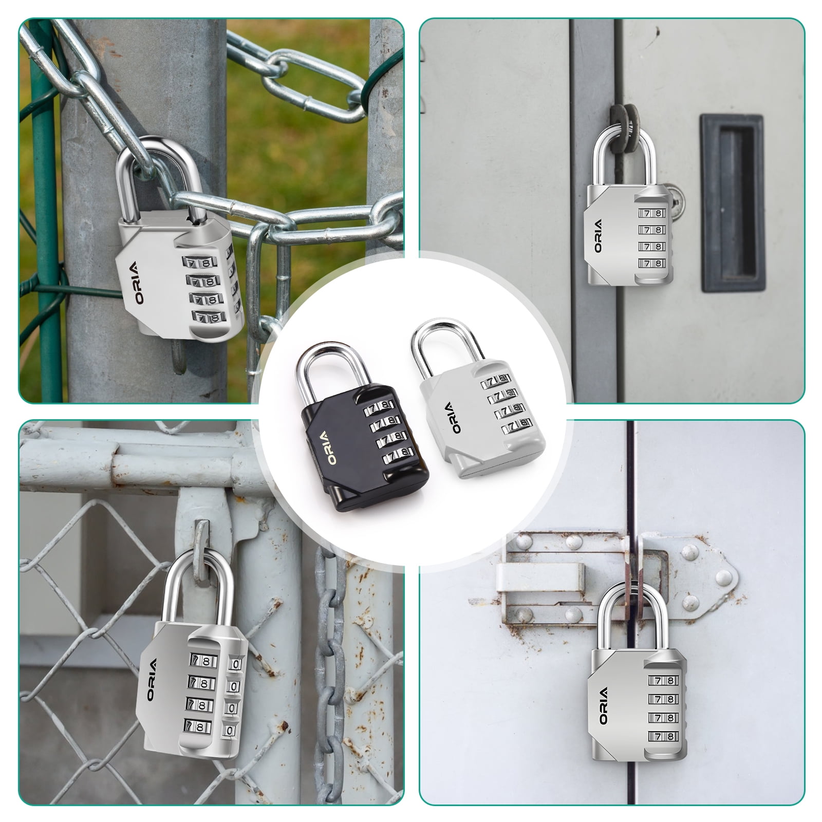 Locks, Combination Padlock 4 Digit Re-settable Padlocks for Gate Home  Office Warehouse Gym Locker Toolbox Storage Box Silver