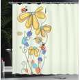 thumbnail image 3 of Ambesonne Spring Shower Curtain, Flowers Oval Ladybugs Print, 69"Wx70"L, Khaki Salmon, 3 of 4