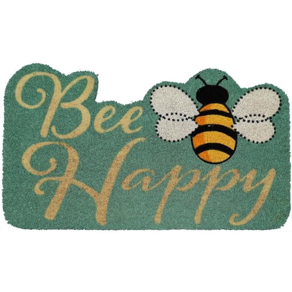 Imports Decor 587PVC 30 x 18 x 0.5 in. Bee Happy Mat - Green & Yellow