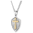 thumbnail image 2 of Believe by Brilliance Men's Two-Tone Stainless Steel Shield Pendant Necklace, 2 of 4