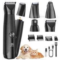 Dog Clippers with LED Display, Cordless 4-in-1 Pet Grooming Tool for Dogs Cats, Low-Noise Hair Trimmer with Nail Grinder Attachment, Rechargeable
