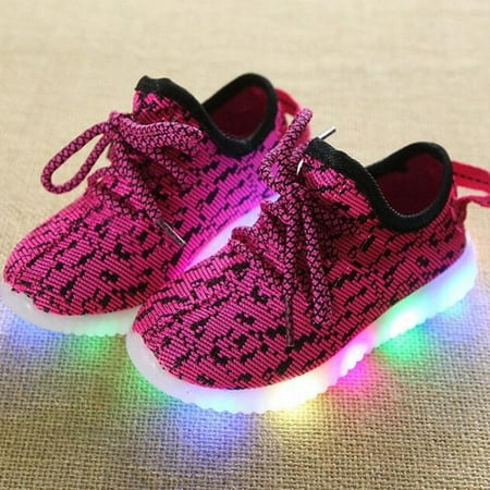 

Toddler Kids Breathable Lace-Up LED Lighting Casual Shoes