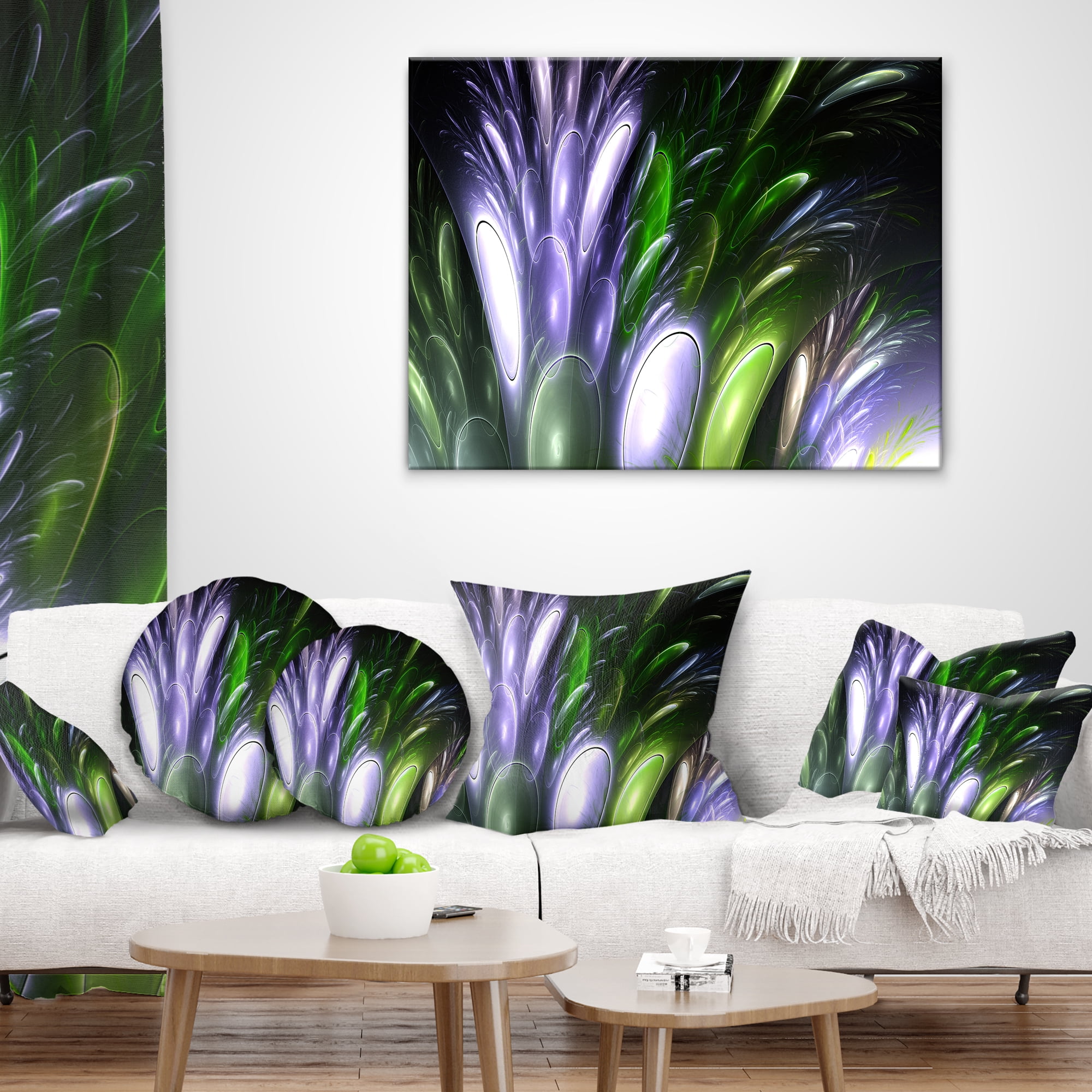 Designart Mysterious Psychedelic Flower - Abstract Throw Pillow - 16x16