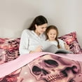 thumbnail image 6 of Feelyou Pink Bowknot Skeleton Bedding Comforter Set for Teen, Romantic Rose Floral Twin Comforter Sets, Gothic Valentine's Day Reversible Bedding Set, Lightweight Room Decor, 2pcs, 6 of 9