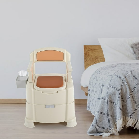 Portable Bedside Commode, 440.92 lbs Capacity, High-Quality PP and PU, Sensor Light, Double Lid for Odor Control, Quiet Operation, Removable Armrests, Easy to Install and Maintain