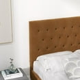 thumbnail image 3 of Elda Mid Century Modern Cognac Tan Velvet Upholstered Queen Platform Bed, 3 of 3