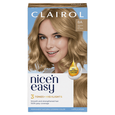 Clairol Nice N Easy Permanent Hair Color 8A Medium Ash Blonde, 1 Ea