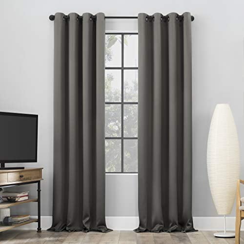 Sun Zero Lichtenberg Blackout Thermal Grommet Curtain 2 Panel (Grey 104 in X 96 in)