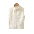 thumbnail image 2 of Edvintorg Fleece Vest Girls Solid Color Sleeveless Zip up Jacket Fall Winter Stand Collar Loose Casual Outerwear with Pocket Teen Girl Clothes Size 3-15, 2 of 5