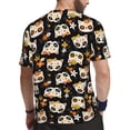 thumbnail image 2 of Wukai Cat Skulls and Flowers Print Men's Short-Sleeved Mesh T-Shirt,Quick-Dry Short Sleeve Workout T-Shirt-5X-Large, 2 of 8
