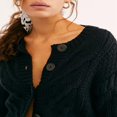 thumbnail image 4 of Women‘s Long Sleeve Cropped Cardigan in Cable Knit with Button Closure, 4 of 5