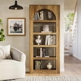 thumbnail image 3 of Tribesigns 5-Tier Tall Arched Bookshelf, 71" Wooden Bookcase with Open Display Storage Shelf, Modern Freestanding Bookshelves for Home Office, Living Room, Bedroom, Light Brown, 3 of 8