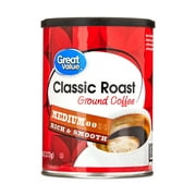 Great Value Classic Roast Medium Naturally Caffeinated Ground Coffee, 9.6 oz