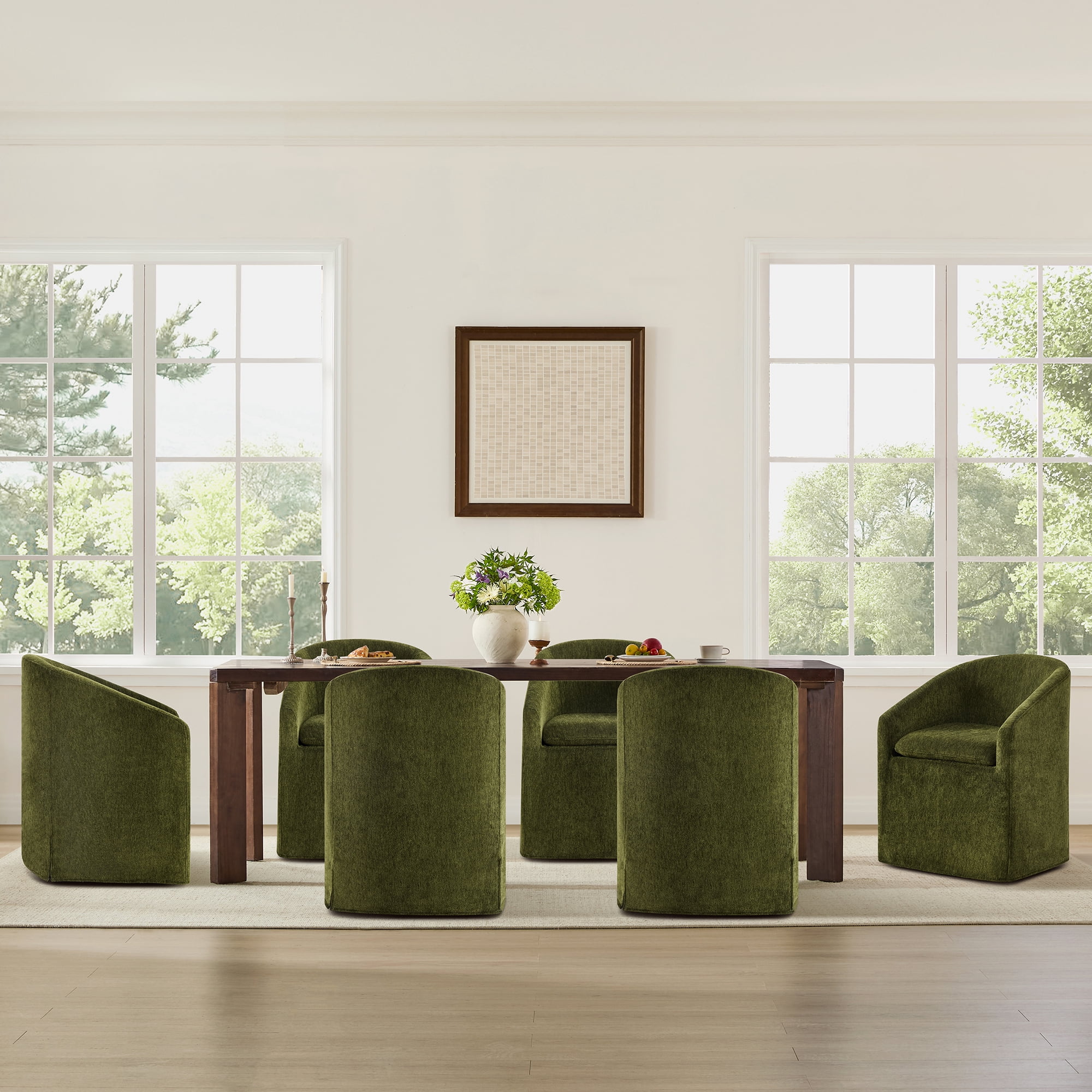 Spruce & Spring Dining Chair with Removable Slipcover and Casters, Single, Green
