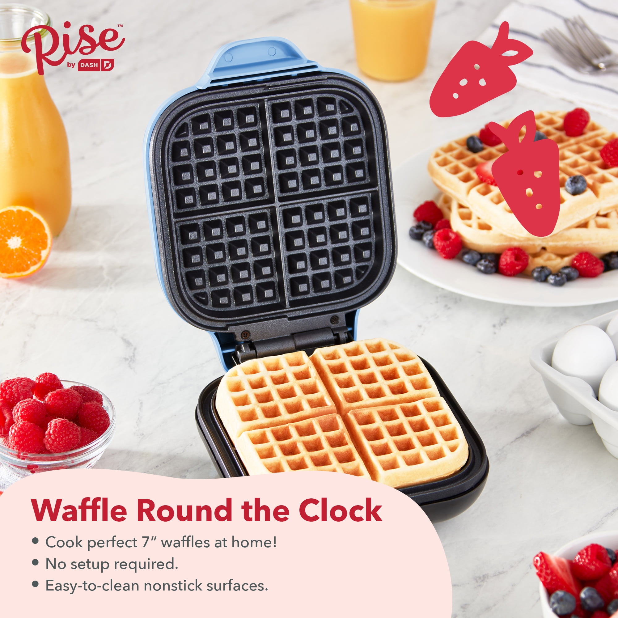 Rise by Dash 7-inch Rounded Square Waffle Maker, Hash Browns, Keto