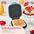 thumbnail image 3 of Rise by Dash 7-inch Rounded Square Waffle Maker, Hash Browns, Keto Chaffles, Easy Clean Nonstick, Blue, New, 3 of 8