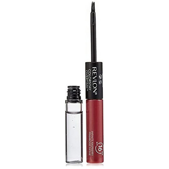 Liquid Lipstick with Clear Lip Gloss by Revlon, ColorStay Face Makeup, Overtime Lipcolor, Dual Ended with Vitamin E in Pink, Infinite Raspberry (005), 0.07 Oz