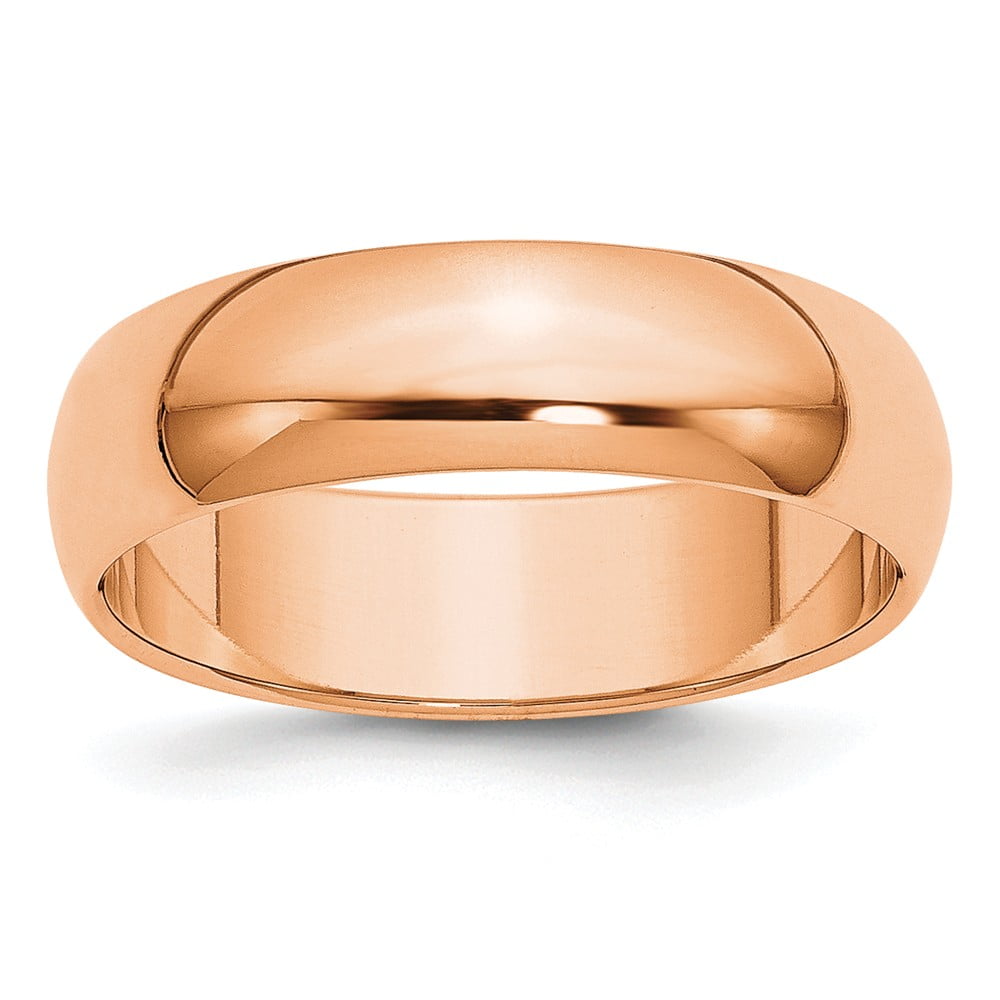 AA Jewels Solid 14k Rose Gold 6mm Plain Classic Dome Men's Wedding