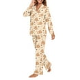 thumbnail image 5 of DISNIMO Womens Pajama Sets 2 Piece Pj Lounge Set with Pockets Capybara Heart Printed Long Sleeve Top Wide Leg Pants Soft V Neck Nightwear Button Up Nightwear, 3XL, 5 of 7