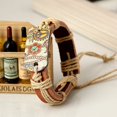 thumbnail image 4 of Accesorios populares: pulsera de piel de vaca tejida con cuerda de cáñamo, pulsera de cuero con estampado en caliente de estilo retro y logotipo de la paz., 4 of 5