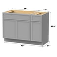 thumbnail image 2 of 42" Freestanding Bathroom Vanity Cabinet without Top in Gray, 2 of 6