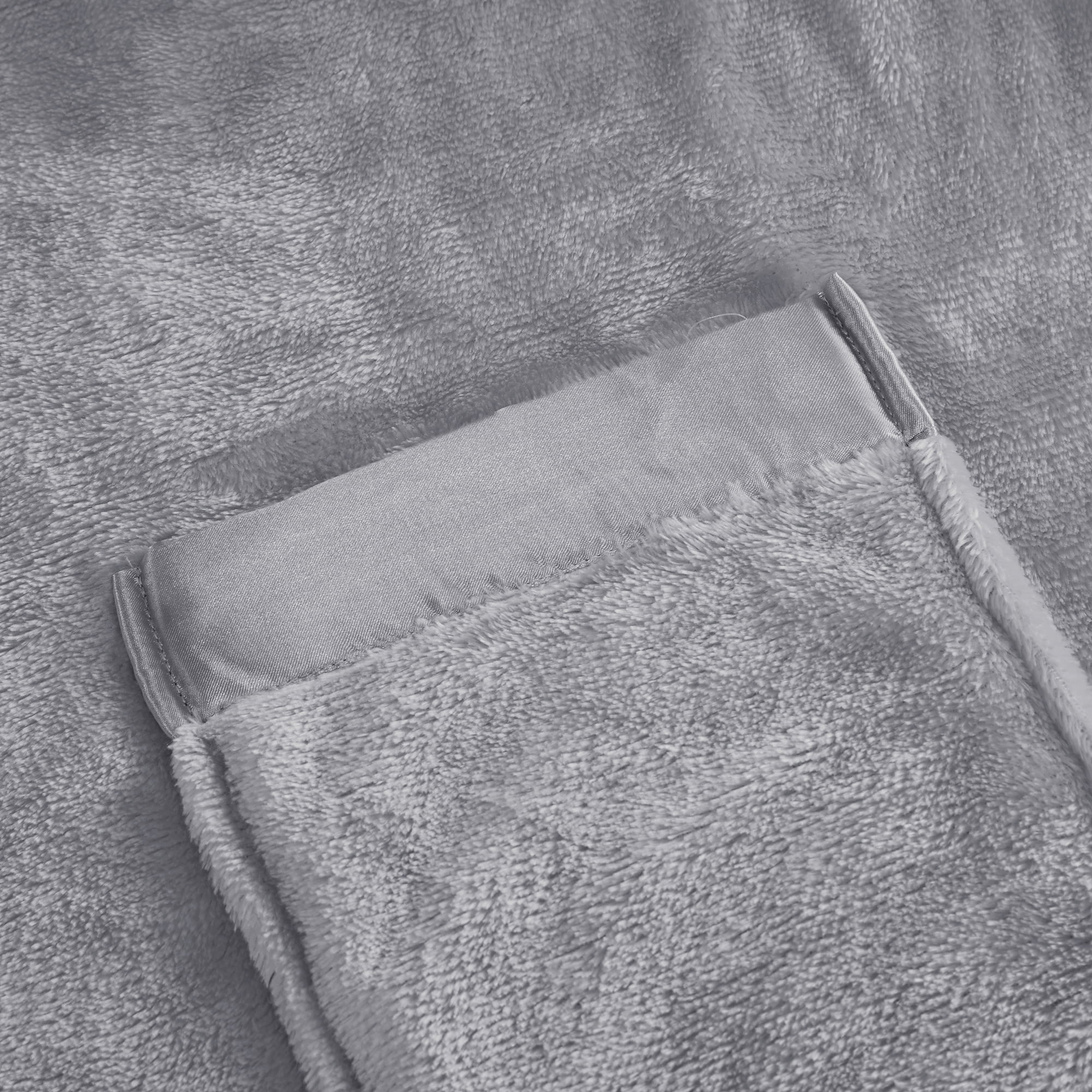 Giftable and Wearable Angel Wrap Plush Throw Blanket with Pockets, Gray
