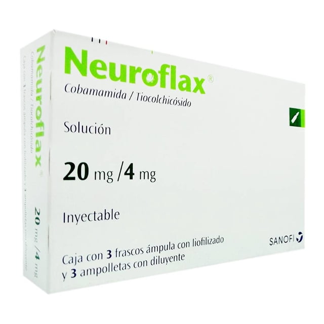 Cobamamida / Tiocolchicósido Neuroflax 20 mg / 4 mg solución inyectable intramuscular profunda