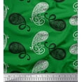 thumbnail image 1 of Soimoi Green Viscose Chiffon Fabric Black Sketch Paisley Print Fabric by the Yard 42 Inch Wide, 1 of 1
